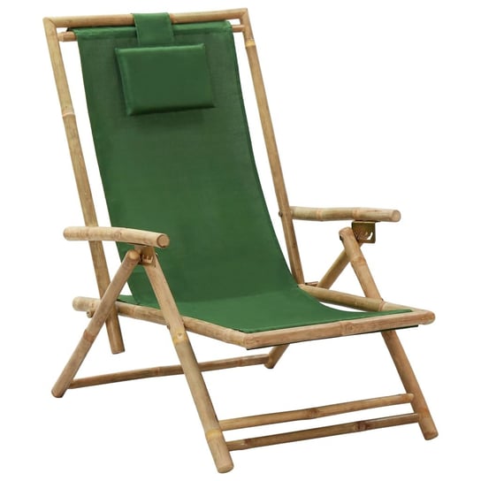 Fotel rozkładany, zielony, bambus i tkanina vidaXL