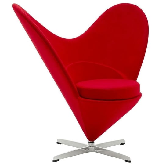 Fotel SERCE czerwony - włókno szklane, wełna, podstawa aluminiowa King Home