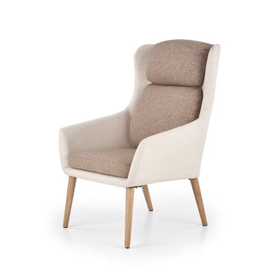 Fotel tapicerowany Pure, beżowo-brązowy Style Furniture