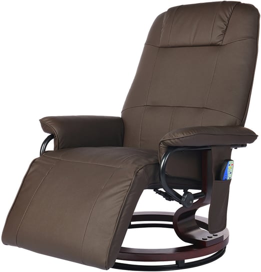 Fotel TV wypoczynkowy FUNFIT Home&Office z masażem, grzaniem i podnóżkiem, brązowy FUNFIT
