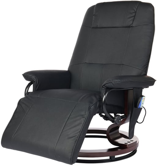 Fotel TV wypoczynkowy FUNFIT Home&Office z masażem, grzaniem i podnóżkiem, czarny FUNFIT