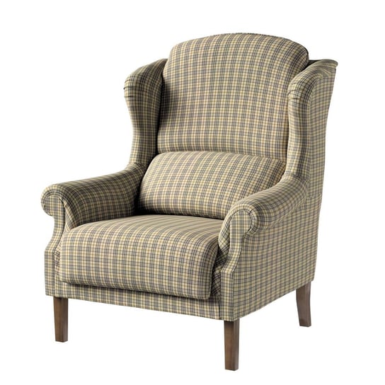 Fotel Unique, beżowo-brązowa kratka, 85 × 107 cm, Londres Dekoria