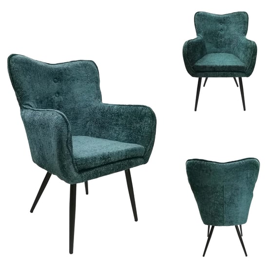 Fotel Uszak Pikowany Skandynawski Glamour Do Salonu + Poduszka Tedy Zielony Kontrast