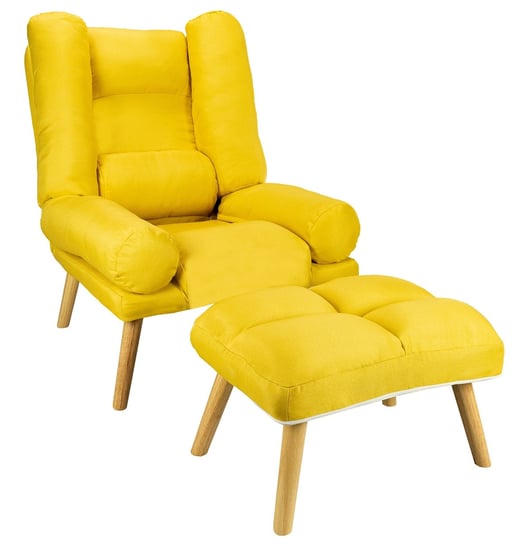 Fotel Uszak Rozkładany Żółty Z Podnóżkiem Salon Szchara