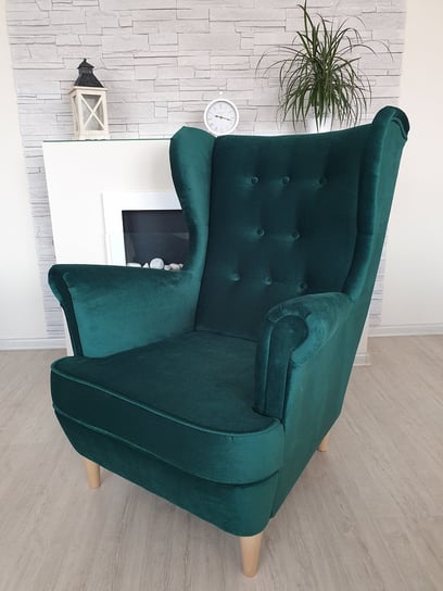 Fotel uszak SCANDI HOME STYLE Fuego, zielony welur, 104x84x95 cm Scandi Home Style