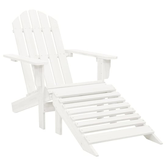 Fotel vintage z podnóżkiem, drewno, biały, 70x153x Zakito