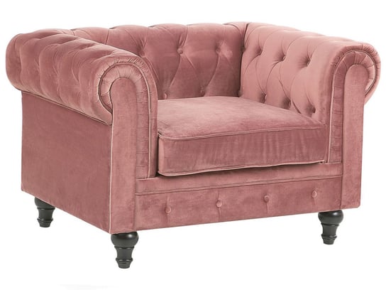 Fotel welurowy BELIANI Chesterfield, różowy, 55x60 cm Beliani
