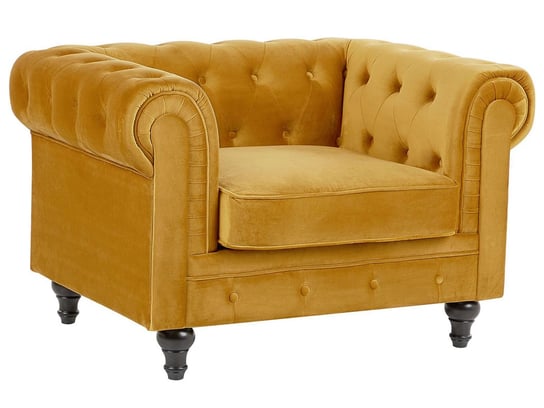 Fotel welurowy BELIANI Chesterfield, żółty, 55x60 cm Beliani