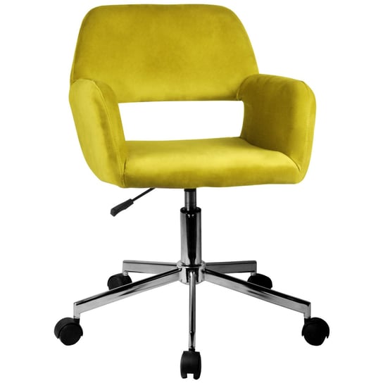 Fotel welurowy obrotowy FD-22 fotel biurowy - Żółty FABRYKA MEBLI AKORD