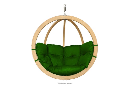 Fotel wiszący kokon drewniany zielony HIGLO Konsimo Konsimo