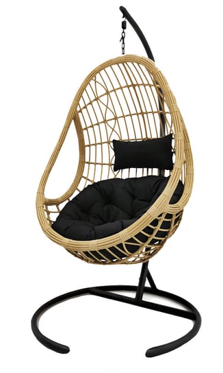 Fotel wiszący kokon ogrodowy SANTOS XL naturalny rattan Kontrast