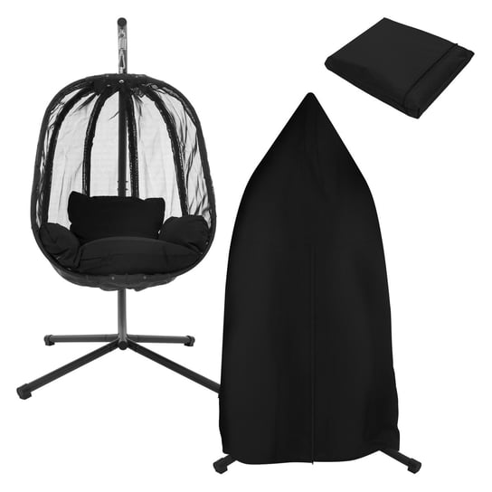 Fotel wiszący ze stelażem i poduszką na siedzisko Czarny, stalowy, z pokrowcem ML-Design ML-DESIGN