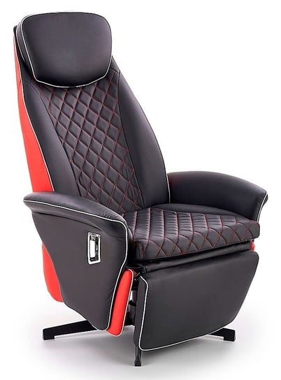Fotel wypoczynkowy z podnóżkiem ELIOR Jack, czarno-czerwony, 72x77x112 cm Elior