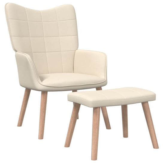 Fotel z podnóżkiem, 62 x 68,5 x 96 cm, kremowy, obity tkaniną vidaXL