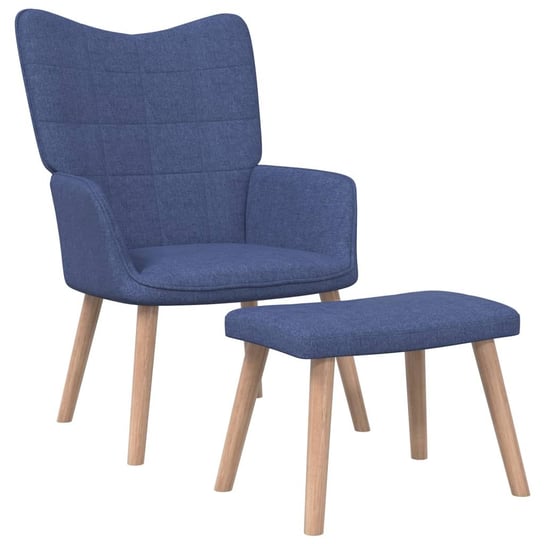 Fotel z podnóżkiem, 62 x 68,5 x 96 cm, niebieski, obity tkaniną vidaXL