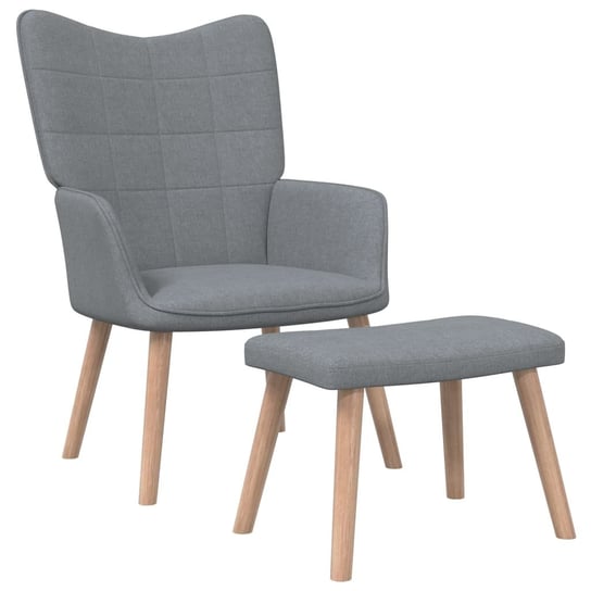 Fotel z podnóżkiem, 62x68,5x96 cm, jasnoszary, obity tkaniną vidaXL