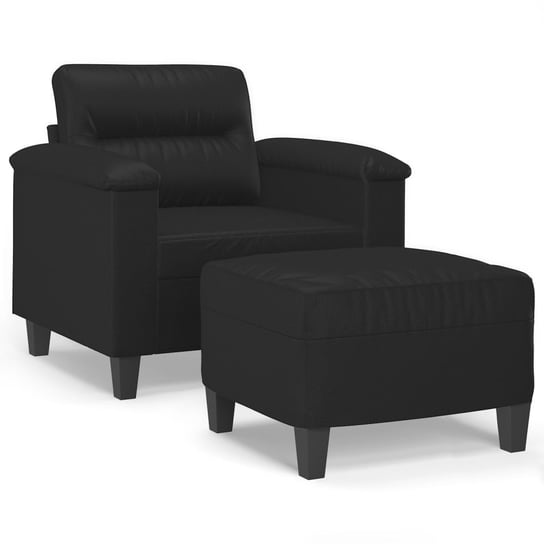 Fotel z podnóżkiem - 90x77x80 cm, czarny, sztuczna Zakito