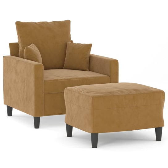 Fotel z podnóżkiem, aksamitny, brązowy, 78x77x80 c / AAALOE Inna marka