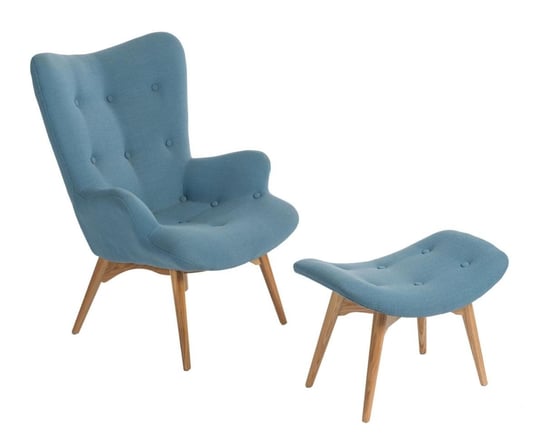Fotel z podnóżkiem Contour : Kolor - Niebieski MIA home