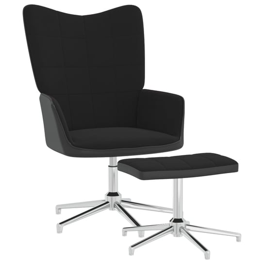 Fotel z podnóżkiem, czarny, aksamit i PVC vidaXL