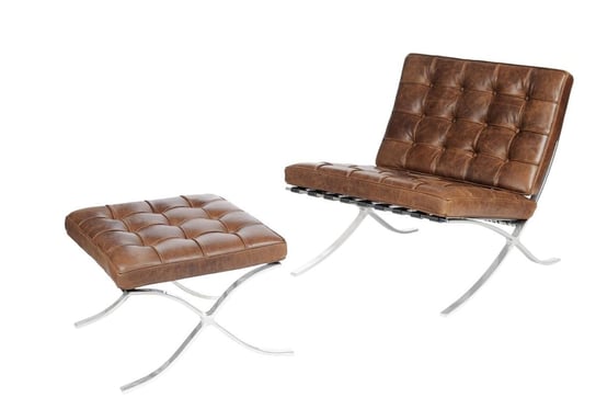 Fotel z podnóżkiem D2.DESIGN BA1, brązowy, 75x77x78 cm D2.DESIGN