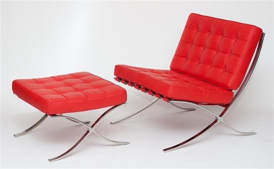 Fotel z podnóżkiem D2.DESIGN BA1, czerwony, 75x77x78 cm D2.DESIGN