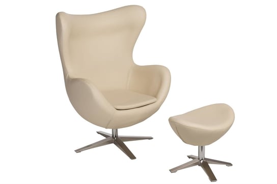 Fotel z podnóżkiem Jajo Soft skóra ekologiczna beżowy 532 D2.DESIGN