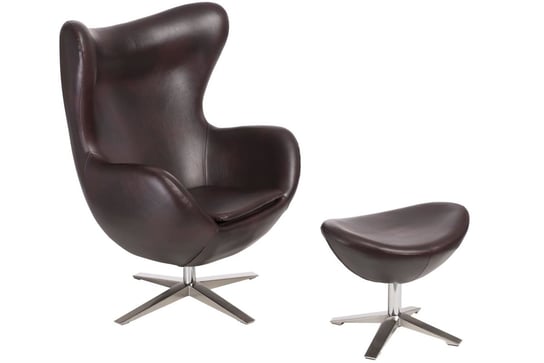 Fotel z podnóżkiem Jajo Soft skóra ekologiczna brązowy 525 D2.DESIGN