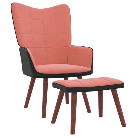 Fotel z podnóżkiem, różowy, obity aksamitem i PVC vidaXL