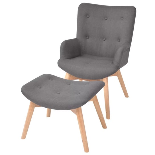 Fotel z podnóżkiem vidaXL, szaro-brązowy, 88x68x57 cm vidaXL