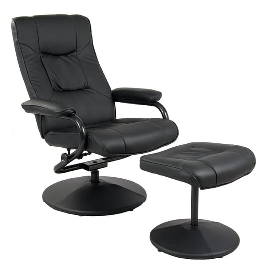 Fotel z podnóżkiem wypoczynkowy, regulowany, skóra, czarny, Sofotel SOFOTEL