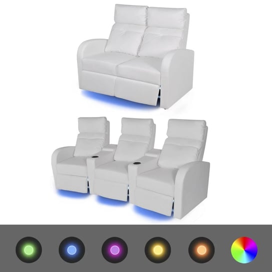 Fotele kinowe z oświetleniem LED vidaXL, białe, 2 szt. vidaXL