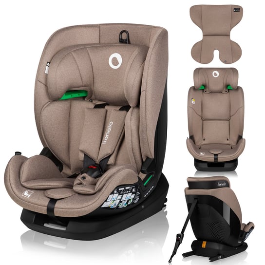 Fotelik samochodowy ATEST 9-36kg 76-150cm isofix Lionelo Lavender i-size Lionelo