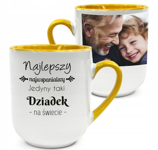 FOTO KUBEK Z TWOIM WŁASNYM NADRUKIEM ZDJĘCIEM LOGO FIRMY NA PREZENT ŻÓŁTY FOTO-SZCZUREK.PL