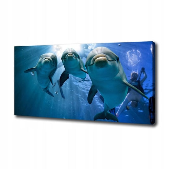 Foto obraz na płótnie - canvas - Trzy delfiny 120x60 cm Inna marka