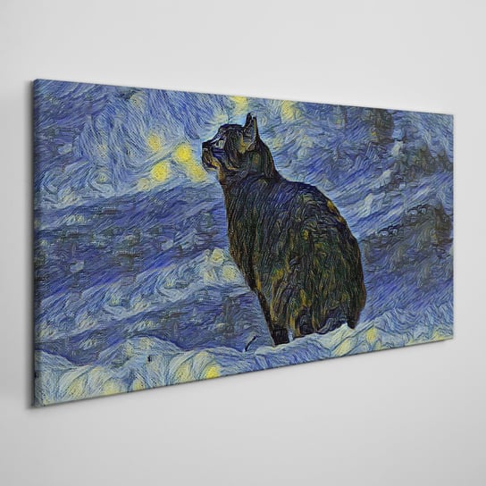 Foto - Obraz Płótno na ramie Kot noc gwiazdy 100x50 Coloray