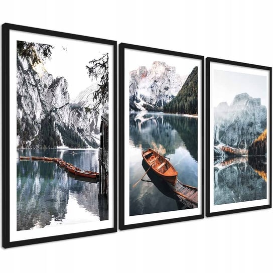 Foto-obraz w ramie 30x40 cm tryptyk skandynawskie góry obrazy na ścianę PosterPlanet