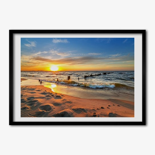 Foto-Obraz z ramką TULUP Zachód słońca plaża 70x50 cm Tulup