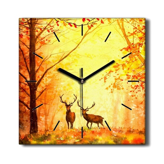 Foto zegar na płótnie Las jesień jelenie 30x30 cm, Coloray Coloray
