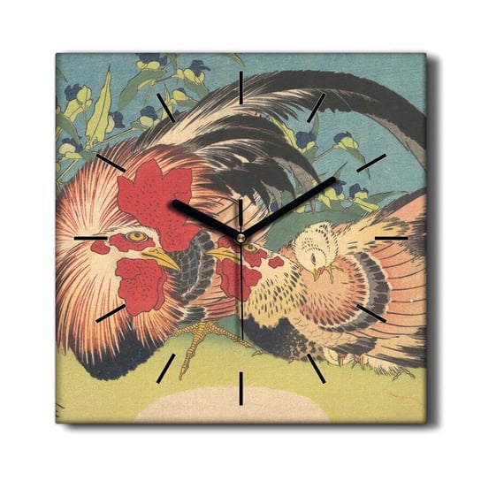 Foto zegar na płótnie Zwierzęta kogut kura 30x30, Coloray Coloray