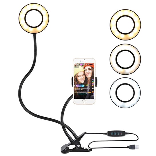 Fotograficzna Lampa pierścieniowa LED do selfie Alogy uchwyt na telefon Czarny Alogy