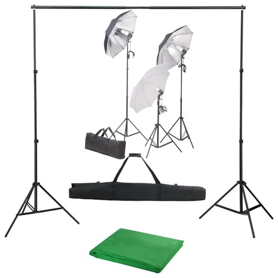 Fotograficzny zestaw studyjny z lampami i tłem vidaXL