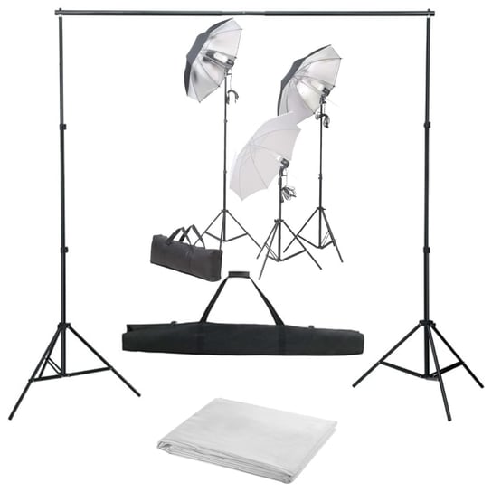 Fotograficzny zestaw studyjny z lampami i tłem vidaXL