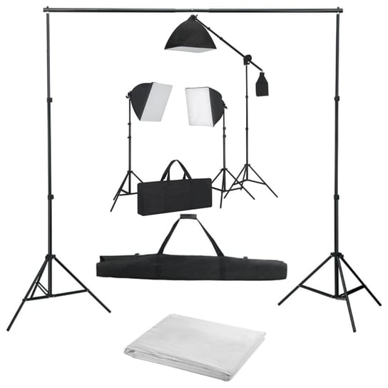 Fotograficzny zestaw studyjny z lampami softbox i tłem vidaXL