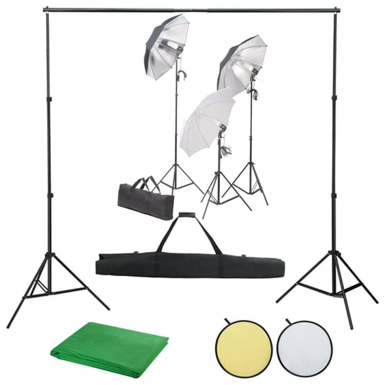 Fotograficzny zestaw studyjny z lampami, tłem i blendą vidaXL