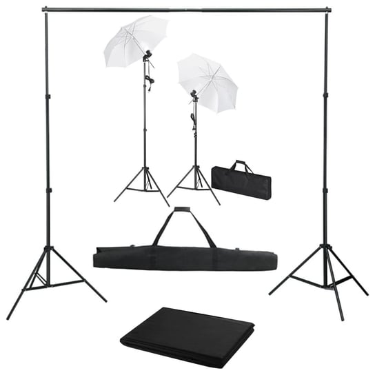 Fotograficzny zestaw studyjny z tłem, lampami i parasolkami vidaXL