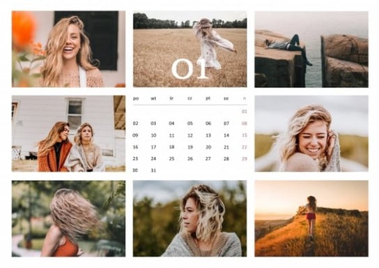 Fotokalendarz, personalizowany kalendarz ścienny standard, 40x30-A3 cm, 12 stron, Twój projekt kalendarz poziomy Empik Foto