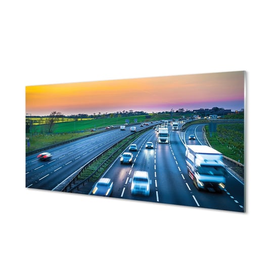 Fotoobraz na szkle TULUP Autostrada niebo auta 100x50 cm Tulup