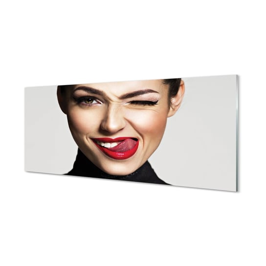 Fotoobraz na szkle TULUP Kobieta czerwone usta 125x50 cm cm Tulup