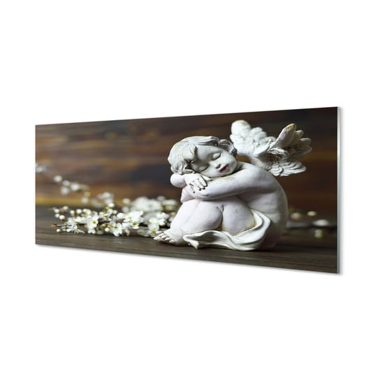 Fotoobraz na szkle TULUP Śpiący anioł kwiaty 125x50 cm cm Tulup